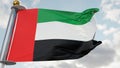 Flag of United Arab Emirates Waving in the wind, uae National flag wave, fabric texture, close-up Royalty Free Stock Photo