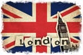 Flag of United Kingdom with Big Ben Royalty Free Stock Photo