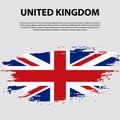 Flag of the United Kingdom of Great Britain and Northern Ireland, brush stroke background. Flag of United Kingdom. Royalty Free Stock Photo