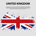 Flag of the United Kingdom of Great Britain and Northern Ireland, brush stroke background. Flag of United Kingdom. Royalty Free Stock Photo