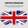 Flag of the United Kingdom of Great Britain and Northern Ireland, brush stroke background. Flag of United Kingdom. Royalty Free Stock Photo