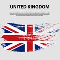 Flag of the United Kingdom of Great Britain and Northern Ireland, brush stroke background. Flag of United Kingdom. Royalty Free Stock Photo