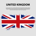 Flag of the United Kingdom of Great Britain and Northern Ireland, brush stroke background. Flag of United Kingdom. Royalty Free Stock Photo