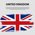 Flag of the United Kingdom of Great Britain and Northern Ireland, brush stroke background. Flag of United Kingdom. Royalty Free Stock Photo