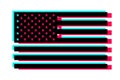 Flag of United states of America in colors of Tiktok social media company as metaphor country and surveillance