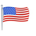 Flag of the United States of America on a flagpole. National flag of the United States of America. Royalty Free Stock Photo