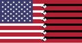 The flag of the United States of America has a white and black stripe showing the handshake