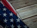 The  Flag of  United States of America  on natural wood table image for American freedom and Independence or Background with copy Royalty Free Stock Photo