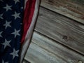The  Flag of  United States of America  on natural wood table image for American freedom and Independence or Background with copy Royalty Free Stock Photo
