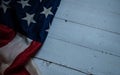 The  Flag of  United States of America  on natural wood table image for American freedom and Independence or Background with copy Royalty Free Stock Photo