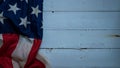 The  Flag of  United States of America  on natural wood table image for American freedom and Independence or Background with copy Royalty Free Stock Photo