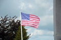 USA flag at Bastogne WW2 memorial Belgium Royalty Free Stock Photo