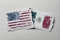 Flags of United States and Mexico