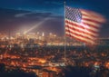 The flag of the United States is flying across the country on July 4th, American Independence Day. Royalty Free Stock Photo