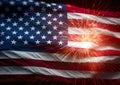 The flag of the United States is flying across the country on July 4th, American Independence Day. Royalty Free Stock Photo