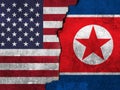 Flag of United states and North Korea.