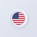 Flag of United States. USA button. American label, sign, button, badge in 3d style. Vector illustration. EPS10