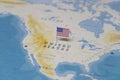 The Flag of the United States in the world map Royalty Free Stock Photo