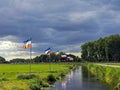 Flag upside down as farmers protest against government measures for nitrogen deposition in Lekkerkerk, the Netherlands