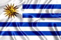 Flag of Uruguay silk close-up