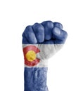 Flag of US Colorado state painted on human fist like victory Royalty Free Stock Photo