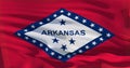 Flag of US state of Arkansas covers whole frame, waved, crunched and realistic looking. 3d illustration