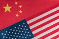 Flag USA and China close up. Relationship between America and China Royalty Free Stock Photo
