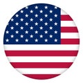 Flag of USA round icon, badge or button. American national symbol.