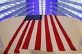 Flag of the USA - September 05, 2021: The Oculus transportation hub at World Trade Center NYC Subway Station Royalty Free Stock Photo