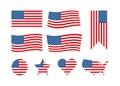 Flag USA set isolated vector icon in flat style. United states of America national flag symbols set. American product emblem Royalty Free Stock Photo