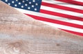 Flag USA and space for text on a wooden background Royalty Free Stock Photo