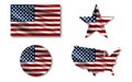 Flag usa. Star flag usa. USA map. American flag in circle. Set of american flags with shadow Royalty Free Stock Photo