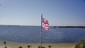 Flag USA Sunset Island Beach Florida