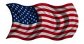 Flag of USA waving on white, detail fabric texture Royalty Free Stock Photo