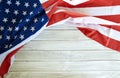 Flag of the USA on wooden background Royalty Free Stock Photo
