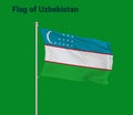 Flag of Uzbekistan, Uzbekistan Flag, National symbol of Uzbekistan country. Pole flag of Uzbekistan