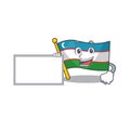 Flag uzbekistan Scroll with board cartoon mascot design style