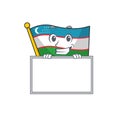 Flag uzbekistan Scroll cartoon character style grinning with board