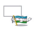 Flag uzbekistan Scroll cute cartoon character bring a board