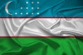 Flag of Uzbekistan, Uzbekistan Flag, National symbol of Uzbekistan country. Fabric flag of Uzbekistan