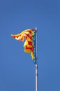 Flag of the Valencian Community waving in the wind Royalty Free Stock Photo