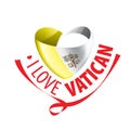 Flag of the Vatican in the shape of a heart and the inscription I love Vatican. Vector illustration Royalty Free Stock Photo