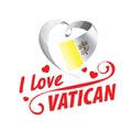 Flag of the Vatican in the shape of a heart and the inscription I love Vatican. Vector illustration Royalty Free Stock Photo