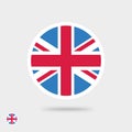 Flag vector icon of United Kingdom or Great Britain symbol round circle pictogram flat design isolated, Royal Union Jack Royalty Free Stock Photo