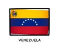 Flag of Venezuela. Colorful Venezuelan flag logo. Yellow, blue and red brush strokes, hand drawn. Black outline. Vector
