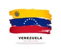 Flag of Venezuela. Yellow, blue and red brush strokes, hand drawn. Vector illustration isolated on white background