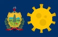 Flag of Vermont State With Outbreak Viruses. Novel Coronavirus Disease COVID-19