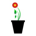 Flag of Vietnam in emoji design growing up as sapling in vase, Vietnam emogi tree flag Royalty Free Stock Photo