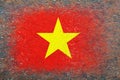 Flag of Vietnam. Flag painted on rusty surface. Rusty background. Copy space. Textured background