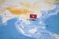 The Flag of vietnam in the world map Royalty Free Stock Photo